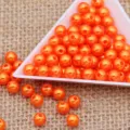 ABS plastic imitation pearl beads double hole round loose beads for jewelry crafts making - Orange Red
