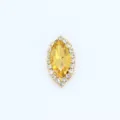 Bouton cristal strass marquise jaune avec halo de cristal clair pour vêtement DIY - Or