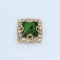 12mm square rhinestone button green crystal claw diamond diy clothing shoe accessories - 12mm / Grass Green