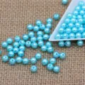 4-8mm light blue plastic imitation pearl loose beads, double-hole round craft DIY supplies. - Light Lake Blue