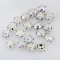 Strasssteine zum Aufnähen Glas Kristalle mit Metall Krallen Fassung für DIY Kleidung Handwerk. - 6 mm, 36 Stk. / AB Weiß