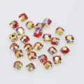 Piedras de estrás de garra de vidrio de colores cristal DIY para ropa zapatos accesorios - 6mm (36 Piezas/Paquete) / Rojo Grande AB