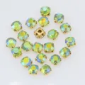 Strass in vetro colorati cristalli da cucire DIY decorazioni per abito da sposa accessori - 6mm (36 Pezzi/Confezione) / Verde Chiaro AB