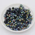 Perles demi-rondes plates couleur AB strass pour nail art bricolage accessoires et deco. - Noir AB