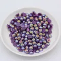Perles demi-rondes plates de couleur violette AB pour nail art et decoration de bijoux. - Violet Foncé AB