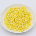 Perles demi-rondes à dos plat jaunes pour nail art et décoration d'accessoires DIY. - Jaune Citron AB