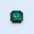Square green glass rhinestone with silver claw setting, ideal for DIY clothing accessories. - Peacock Green