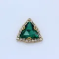 Grüner Dreieck Kristall Strass Knopf DIY Handgemachte Kleidungszubehör Accessoires Glanz - Pfauengrün