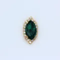 Bouton strass cristal vert marquise à coudre avec pierres claires pour vêtements DIY. - Vert paon