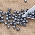 4-8mm double hole abs plastic imitation pearl loose beads for clothing accessories wholesale - Gun Grey