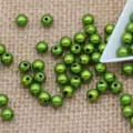 Green ABS plastic imitation pearl beads, 4-8mm straight hole loose beads for DIY crafts. - Dark Green