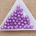 Purple ABS plastic imitation pearl beads, round loose beads for clothing DIY jewelry making. - Deep purple