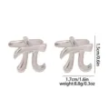 Silver mathematical Pi symbol cufflinks for men, classic business French shirt cuff links. - Mathematical Pi Symbol Cufflinks (B1473)