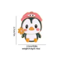 Schattige cartoon pinguïn geëmailleerde broche met roze hoed en bloem, metalen speld. - Leuke Pinguïn met Roze Hoed en Bloem Stijl (C2612-2)