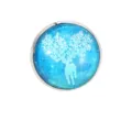 Round glass time gemstone snap button badge with lovely deer snowflake pattern for daily wear - Blue Background White Deer Snow Design (C2459-10)