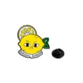Cute cartoon lemon enamel pin with funny expression, stylish metal brooch badge for backpacks. - C2687-3 (bitter lemon)