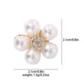Elegant pearl flower brooch with sparkling rhinestones, compact size 2.1cm fashion accessory - Artificial Pearl Flower