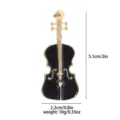 Gold-trimmed black enamel violin brooch, elegant music-themed fashion pin accessory for daily wear. - Violin