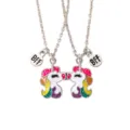 Close-up of magnetic unicorn BFF necklace detail, showing enamel metal finish and chain links. - Silver Unicorn Magnetic Style (A3279-SI Magnetic)