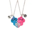 Cute best friends BFF elephant heart necklace set for kids, sweet alloy rhinestone jewelry. - Color Block Elephant Heart Style (A3273)