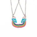 Best friend matching rainbow cloud pendant necklace, cute alloy jewelry gift for kids and teens. - Rainbow Cloud Puzzle Style (A3276)