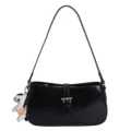 Sac à épaule noir élégant pour femme, sac sous les bras chic avec charm et boucle. - Noir