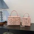 Rose matelassé vanity sac ensemble avec perles strass et chaîne pour femmes mode. - L / Rose
