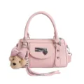 Rose Femme Sac Bowling Mignon Ours Pendentif Sac Bandoulière Cuir PU Élégant - Avec Pendentif / Rose