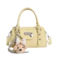 Sac à main bowling jaune femme élégant sac oreiller bandoulière avec adorable pendentif chiot - Avec Pendentif / Jaune