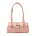 Bolso de hombro de cuero sintético rosa Y2K con hebilla metálica y tachuelas chic - Rosa