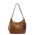Sac à bandoulière vintage en cuir marron sac à dos multifonction avec joli pendentif ours - Avec Pendentif / Marron