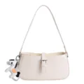 Sac bandoulière blanc pour femme, sac à main élégant minimaliste en cuir PU avec charm cheval mignon. - Avec Pendentif / Blanc