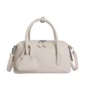 Chic women pebbled leather Boston bag stylish top handle shoulder crossbody handbag purse fashion - White