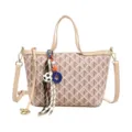 Sac seau rétro à motif classique avec double poignée et bandoulière pour un usage quotidien. - Avec Pendentif / Kaki