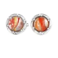 Boutons de manchette ronds en verre et strass pour homme, style d'affaires français chic. - Dégradé Rouge Jaune