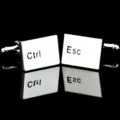 Zilveren computer toetsenbord Esc Ctrl manchetknopen voor formele overhemden detail - Toetsenbordtoetsen Stijl (M0068) / 1 Paar