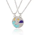 Collier couple soleil et lune assortis, pendentif yin yang alliage argent meilleur ami. - Style Tai Chi Soleil Lune (A3263-2)