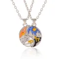 Collier assorti Taiji Yin Yang soleil et lune pour couples ou meilleurs amis en alliage. - Style Soleil Lune Forêt (A3263-3)