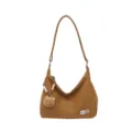 Sac à bandoulière souple en cuir marron vintage avec charmant pendentif ours mignon. - Avec Pendentif / Marron Jaune
