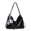 Sac cabas noir grande capacité sac à épaule élégant de haute texture sac à dos multifonction - Avec Pendentif / Noir