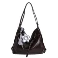 Retro grand sac a epaule pour femme sac a dos en cuir multifonctionnel marron fonce - Avec Pendentif / Café