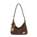 Retro soft leather dumpling shoulder bag casual commuter versatile crossbody bag for women - Dark Brown