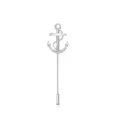 Silver anchor lapel pin detail view, vintage style metal brooch for suits and sweaters. - Anchor Style (K1197-3)