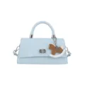 Lichtblauwe dames handtas, stijlvolle schoudertas crossbody tas met schattige schommelpaard bedel. - Blauw