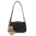 Sac à bandoulière pour femme motif étoiles 2026 nouveau sac crossbody chic et pratique - Avec Pendentif / Noir