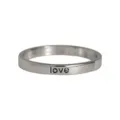 Silver copper minimalist love letter ring, stylish commuter everyday metal band jewelry SKU. - R1262-love-2-si