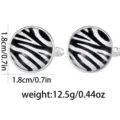 Black and white zebra pattern round glass cabochon cufflinks for men stylish business wear. - Black And White Zebra Stripes Style (B1369)
