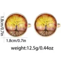 Tree of Life glass dome cufflinks, elegant gold tone metal round shirt accessories for men. - Tree Of Life Gold Frame Style (B1372)