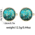 Elegant round glass cufflinks featuring a stunning tree art pattern, 1.8cm size and durable. - Blue Artistic Tree Style (B1373-2)