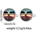 Round tree of life glass dome metal cufflinks for men formal business shirt accessories. - Colorful Tree Of Life Silver Edge Style (B1375-1)